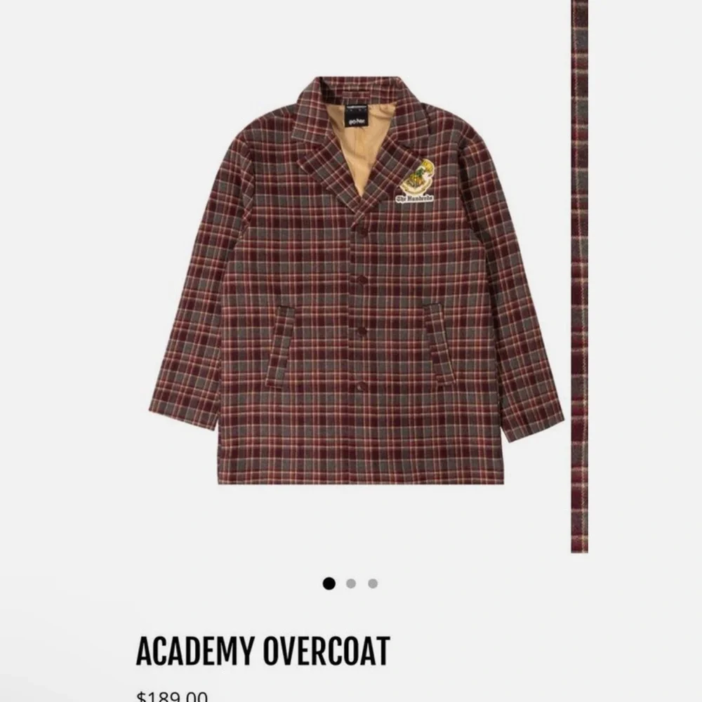 The Hundreds Harry Potter Gryffindor Plaid Wool Blend Coat Jacket Mens